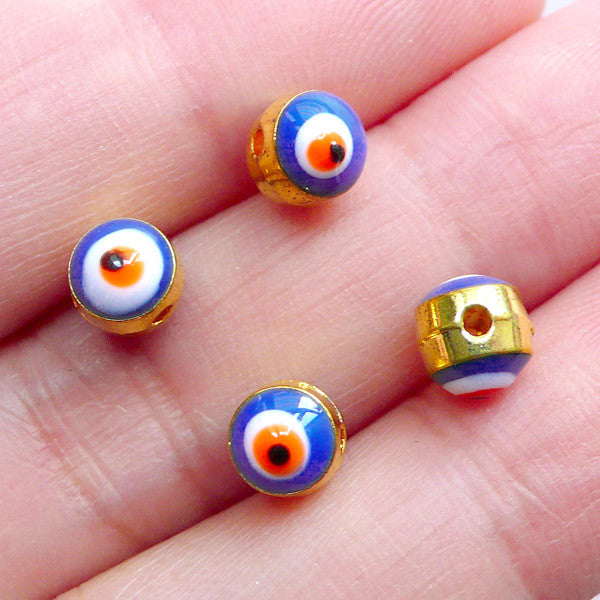 Mini Evil Eye Beads, Sacred Ayin Hara Bead, Talisman Jewelry Making, MiniatureSweet, Kawaii Resin Crafts, Decoden Cabochons Supplies